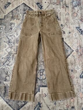Wrangler Wide Leg Crop Carpenter Jeans Womens 24 High Rise Utility Taupe
